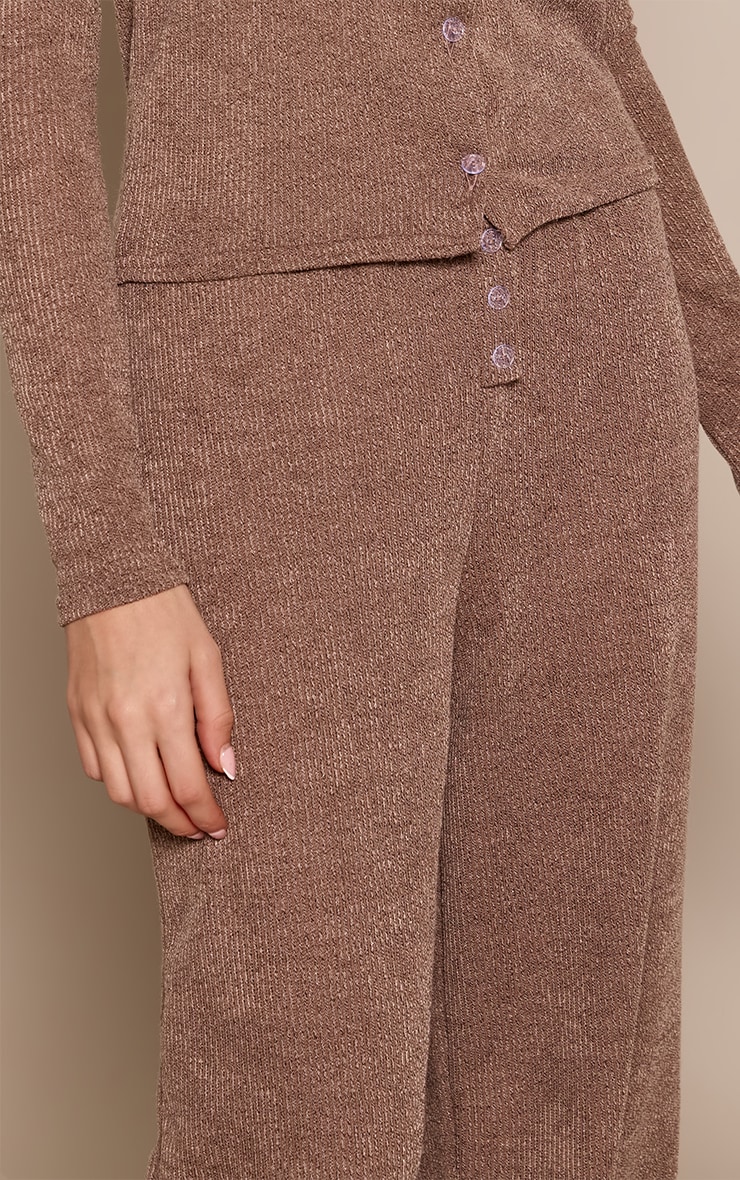 Mocha Marl Ribbed Casual Trousers image 4