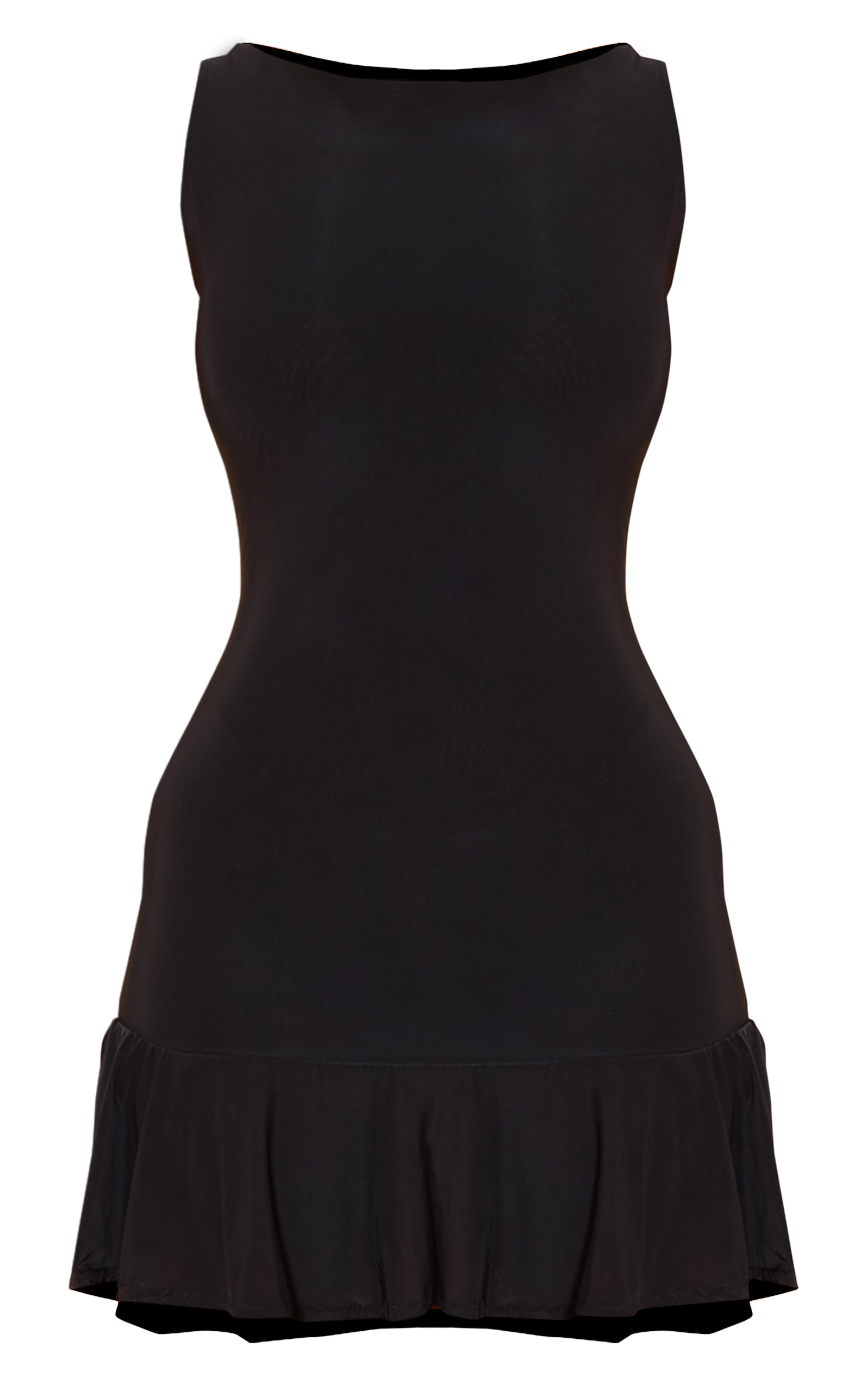 Shape Black Slinky Frill Detail Sleeveless Mini Dress image 5