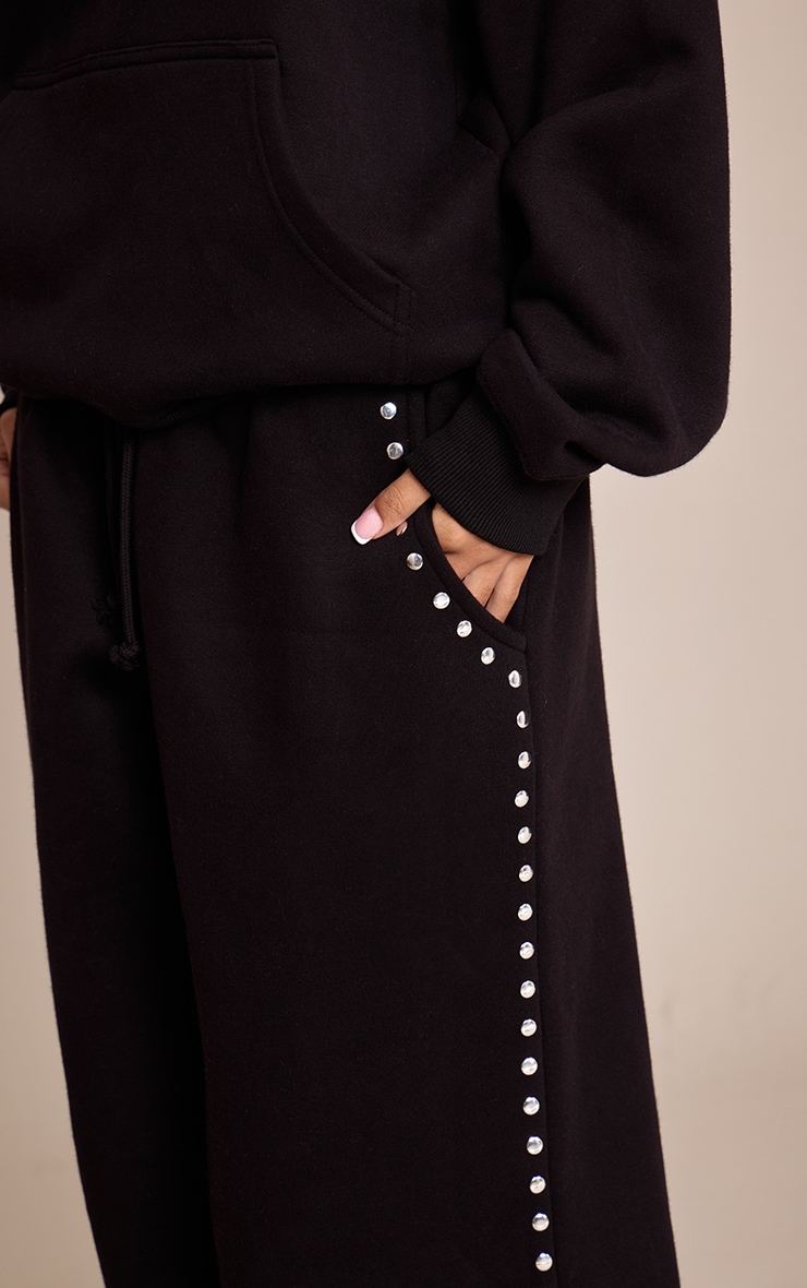 Petite Black Stud Detail Joggers image 4