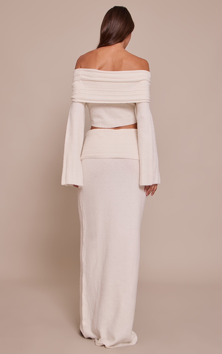 Cream Rib Soft Knit Fold over Maxi skirt image 3