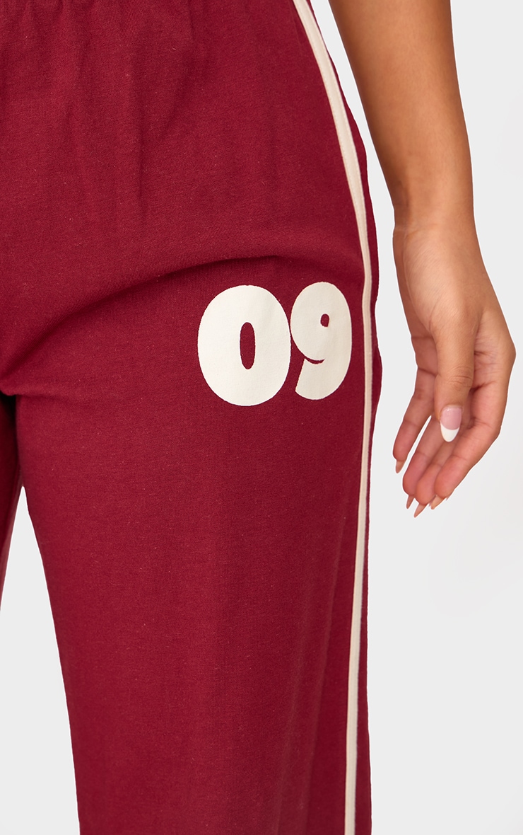 Petite Burgundy Sports Graphic Straight Leg Pants image 4