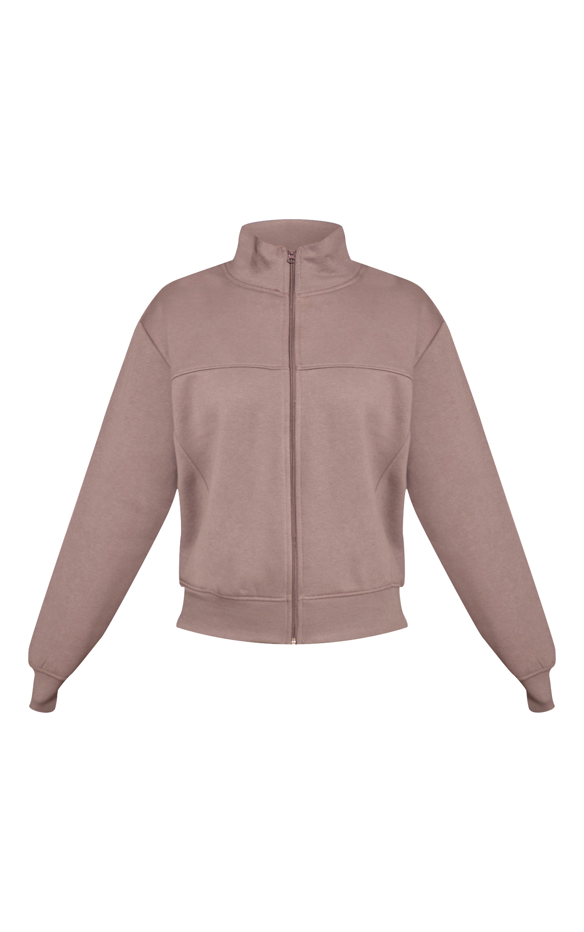 Petite Charcoal Grey Seam Detail Zip Up Track Top image 5
