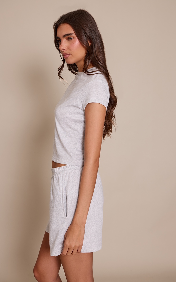 Ash Grey Short Sleeve Fitted Pyjama Top image 3