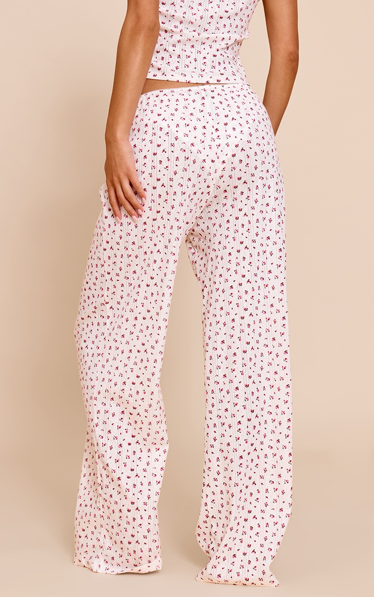 White Ditsy Pointelle Pajama Pants image 3