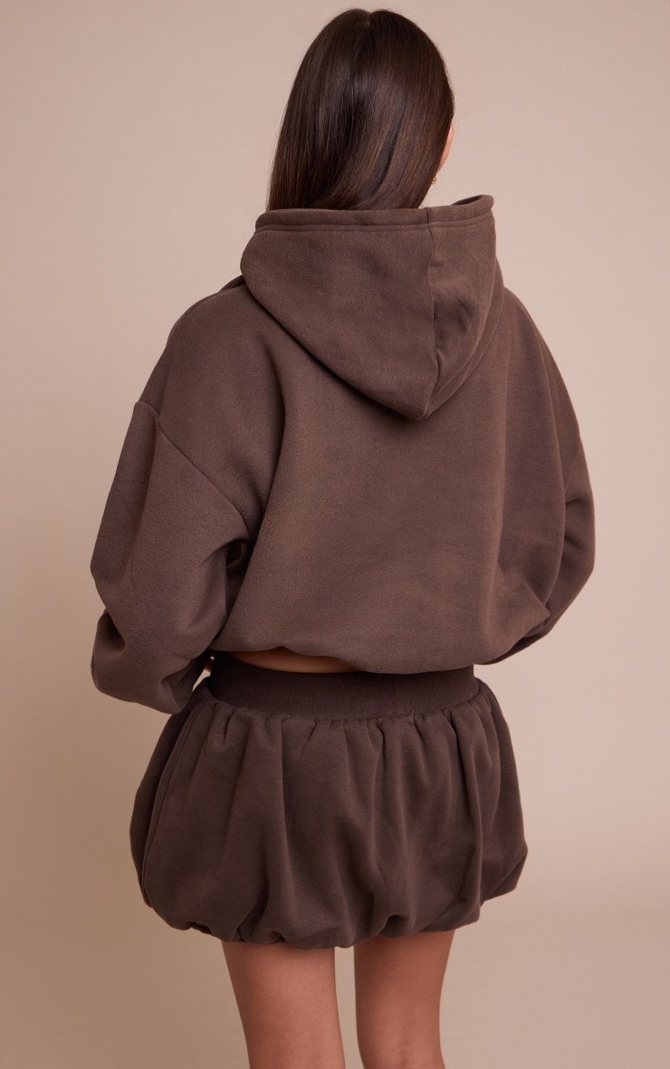 Hoodie bouffant chocolat à doublure en polaire image 2