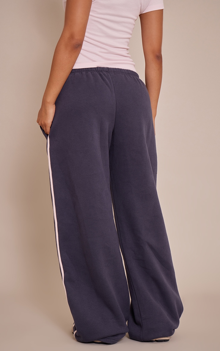 Petite Navy Sports Club Print Wide Leg Track Pants image 3