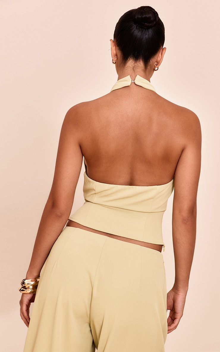 Sage Woven Pleated High Neck Long Top image 2