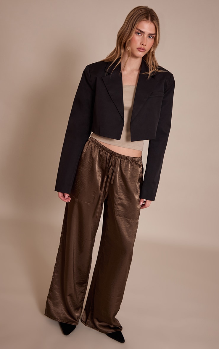 Black Cropped Tailored Blazer  image 3