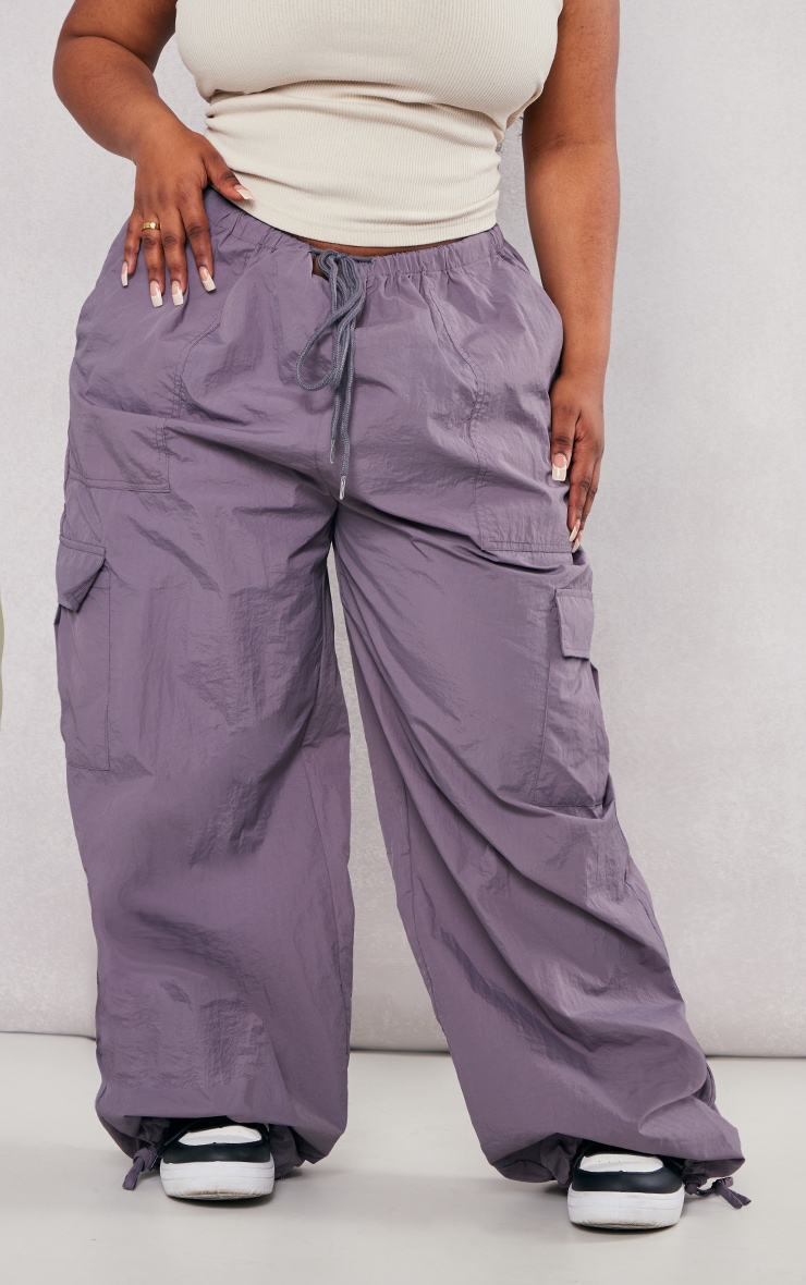 Plus Charcoal Lightweight Parachute Drawstring Cargos image 2