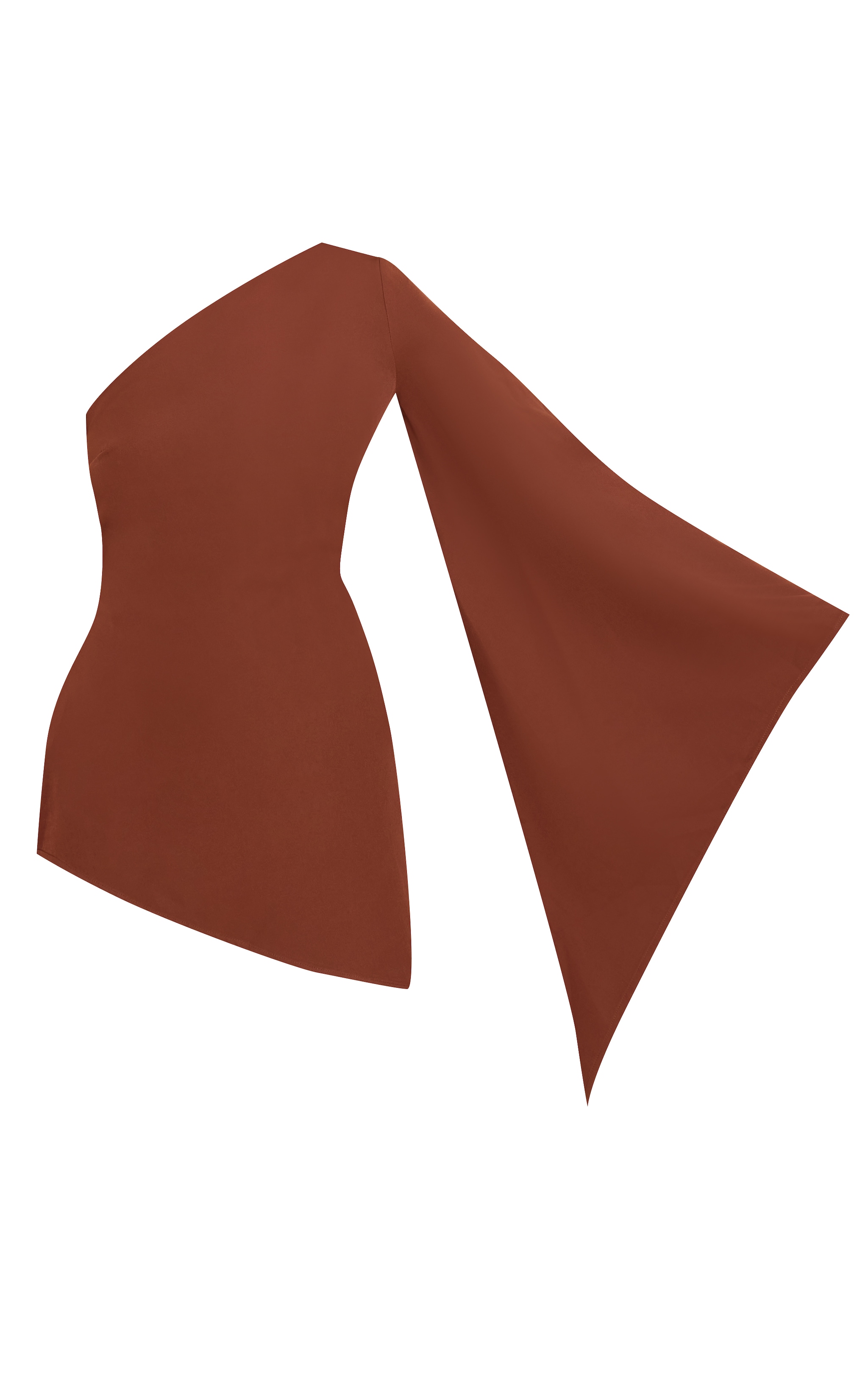 Chocolate Woven Asymmetric Flare Sleeve Long Top image 5
