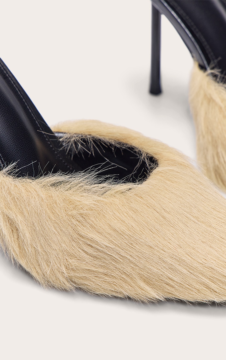 Mink Faux Fur Point Toe Heeled Mule image 5