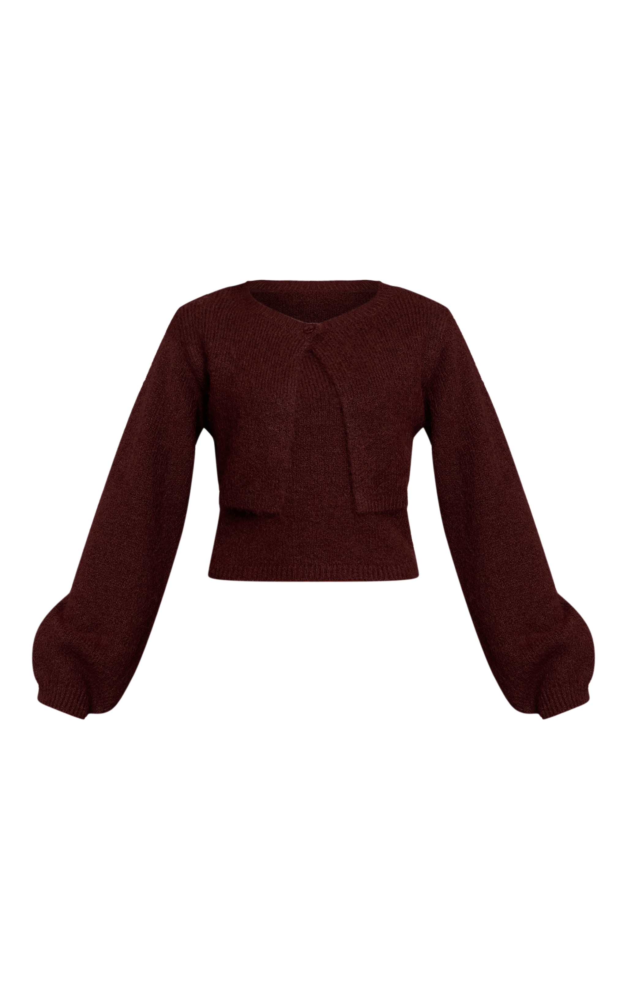 Cardigan très court en maille tricot marron image 5