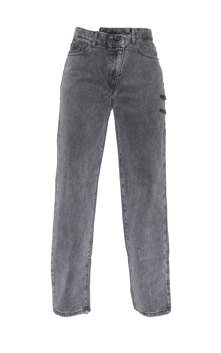Washed Grey Baggy Lowrise Boyfriend Jeans PrettyLittleThing UAE