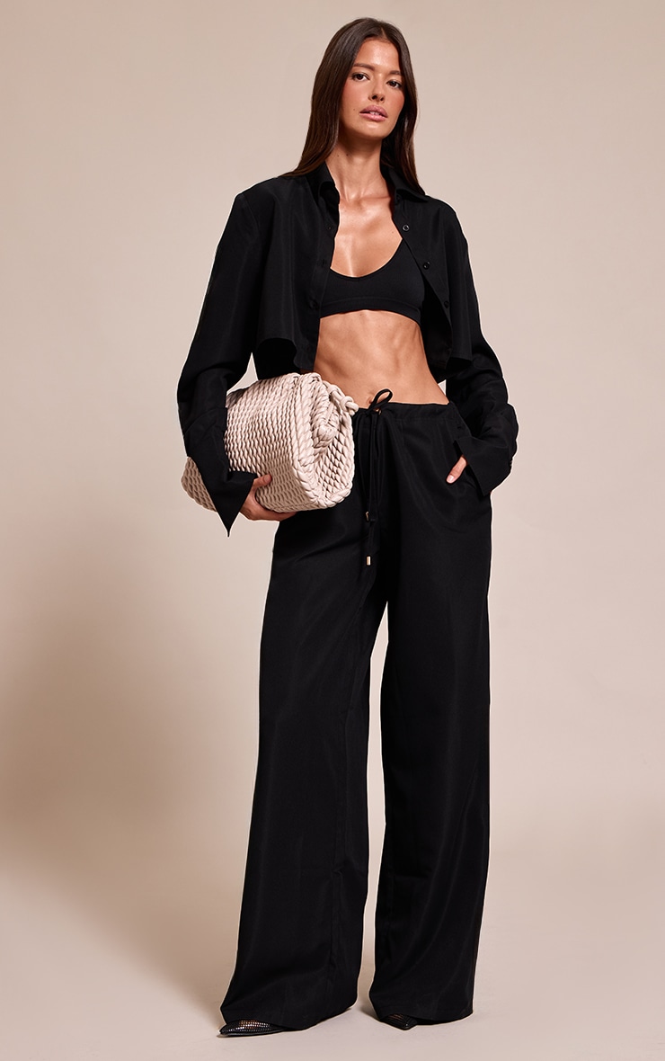 Black Oversized Drawstring Straight Leg Pant image 1