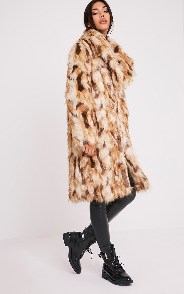 Tan Longline Faux Fur Coat PrettyLittleThing USA