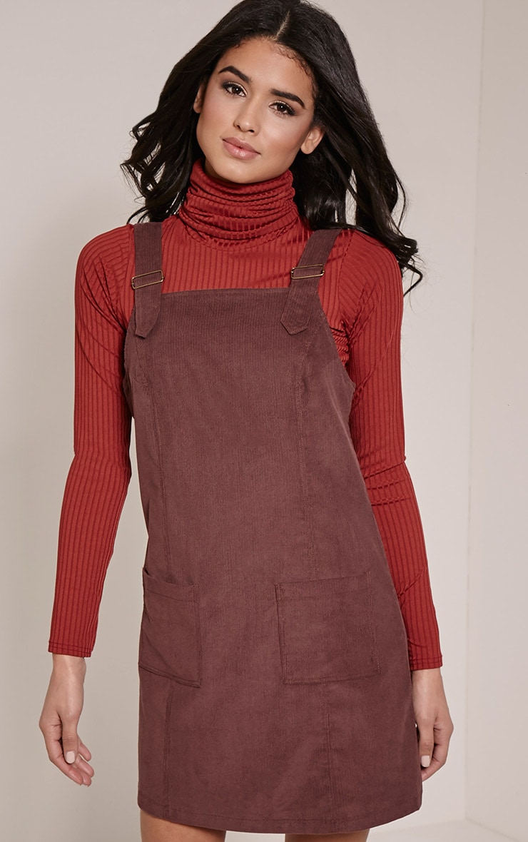 plum pinafore dress