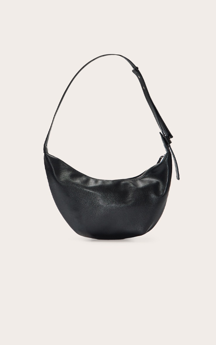 Black Slouchy Crescent Cross Body Bag image 3