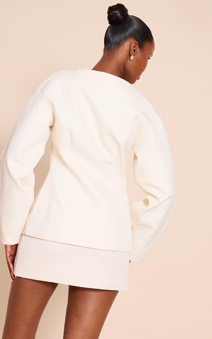Cream Cocoon Sleeve Cinch Waist Blazer image 2