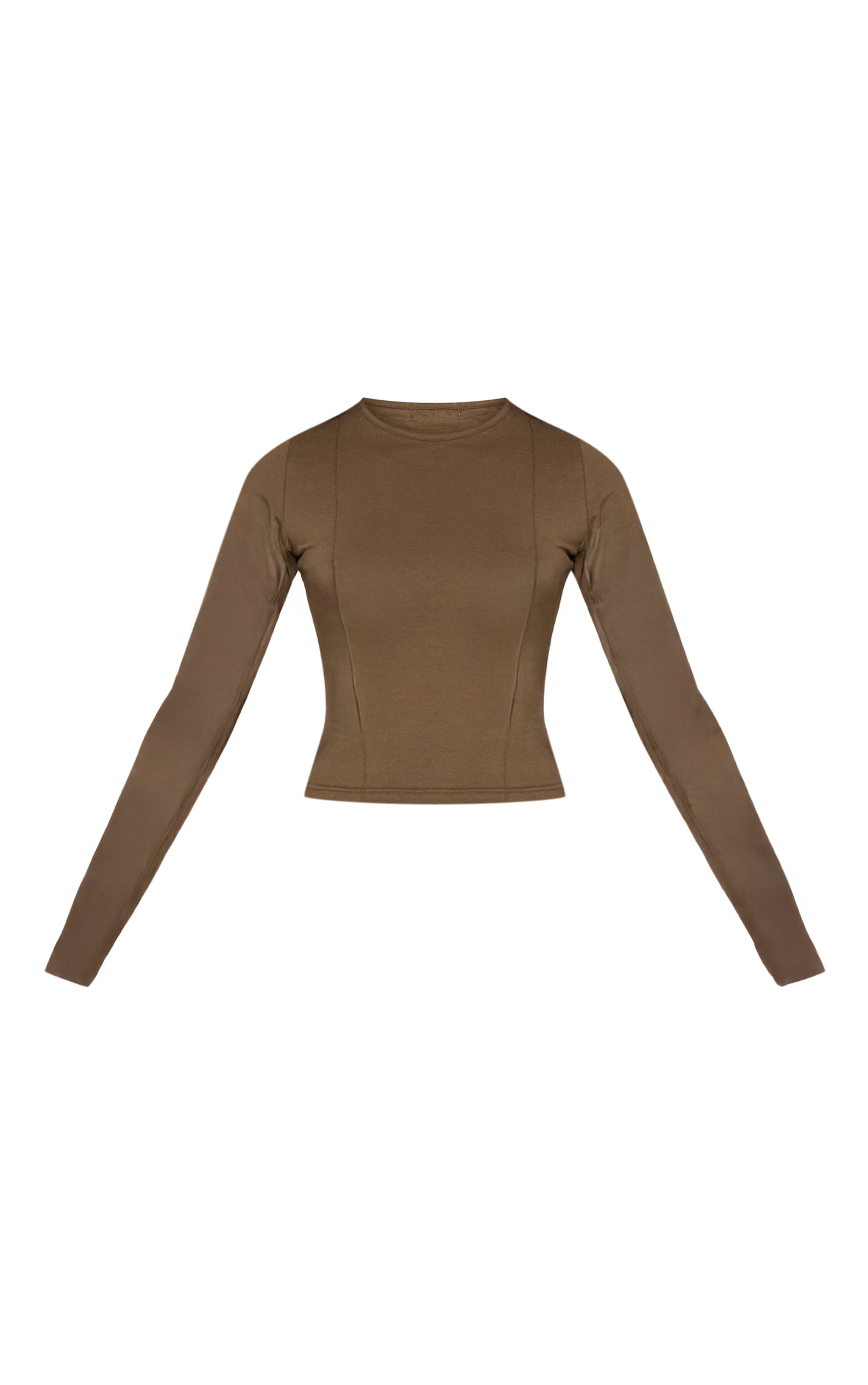 Sage Khaki Cotton Seam Detail Long Sleeve Top image 5