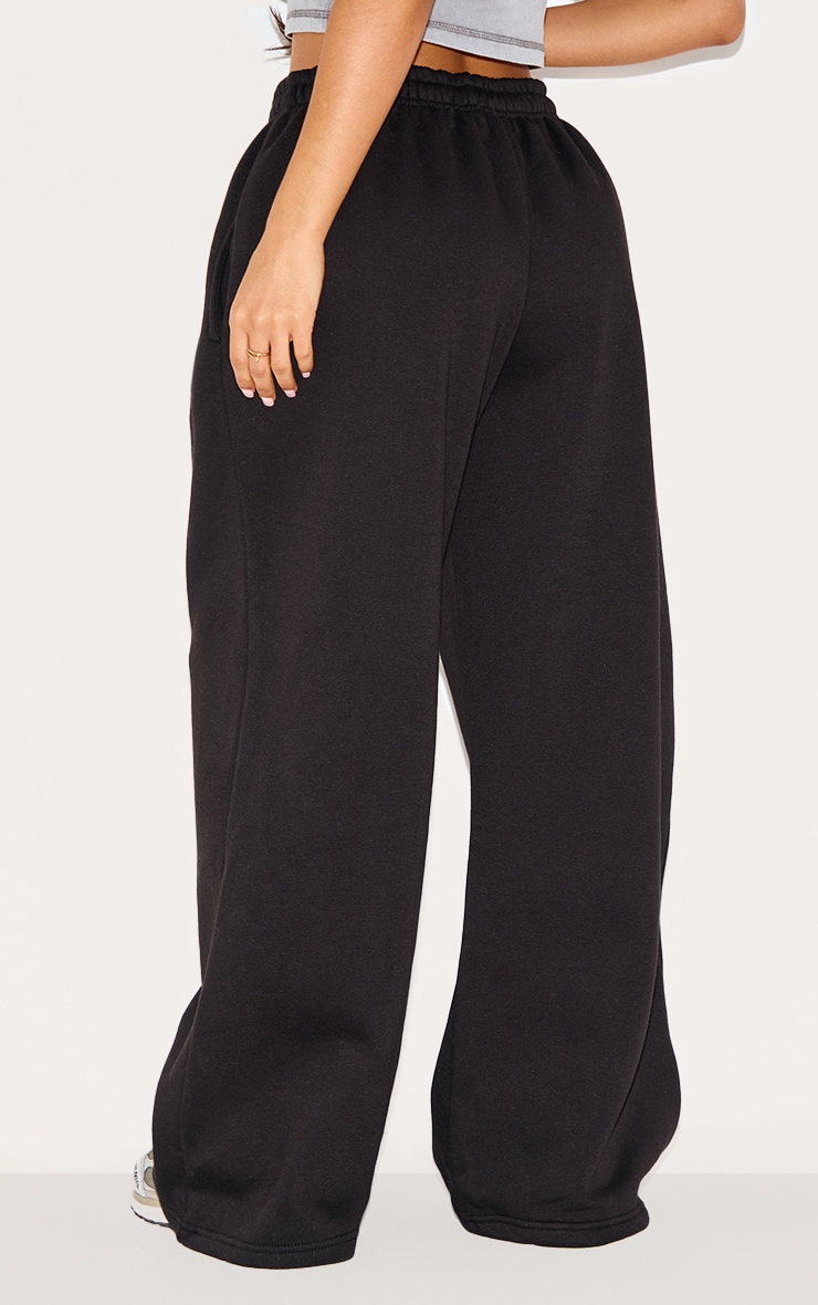 Petite Black Super Wide Leg Elasticated Waist Track Pants image 3