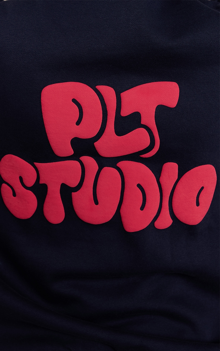 Dark Navy PLT Studio Print Oversized Hoodie image 4