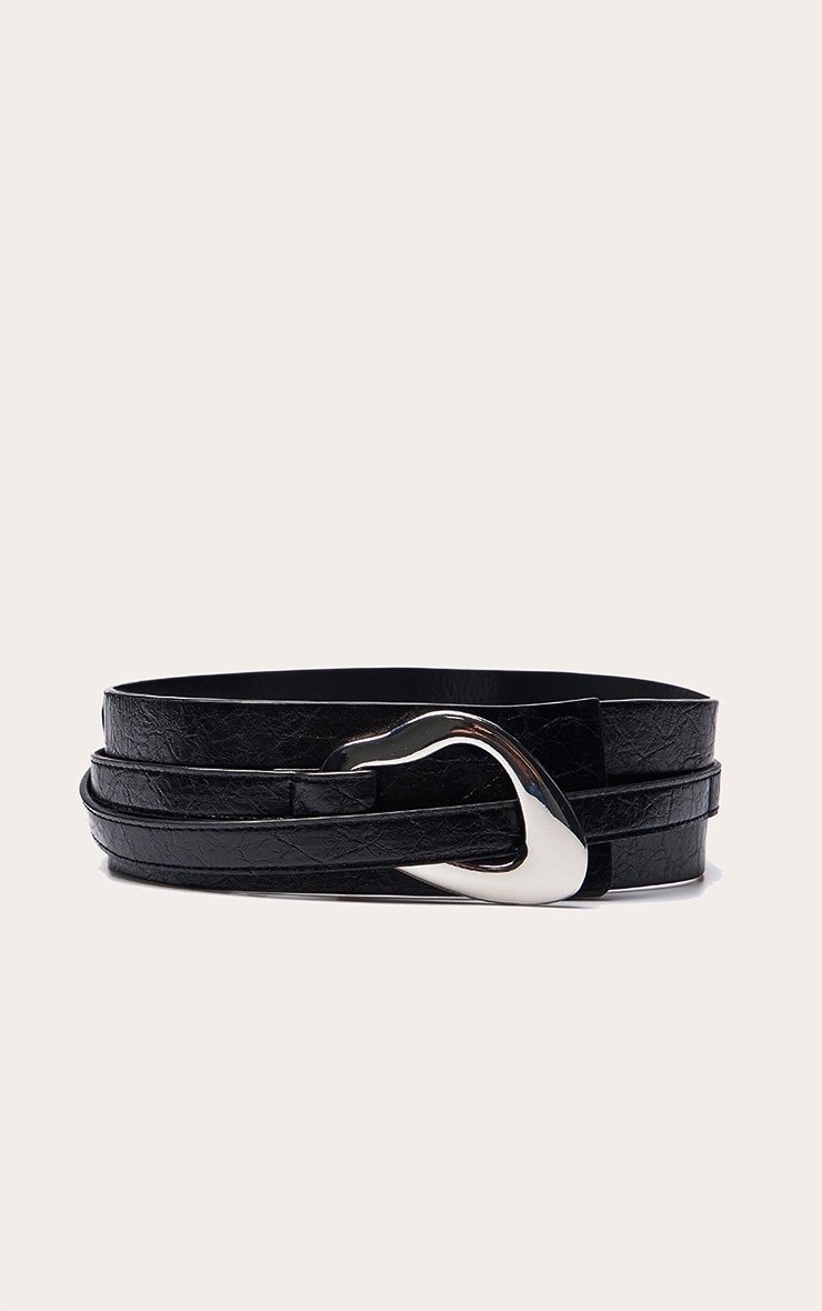 Black Chunky Double Layered Belt image 2