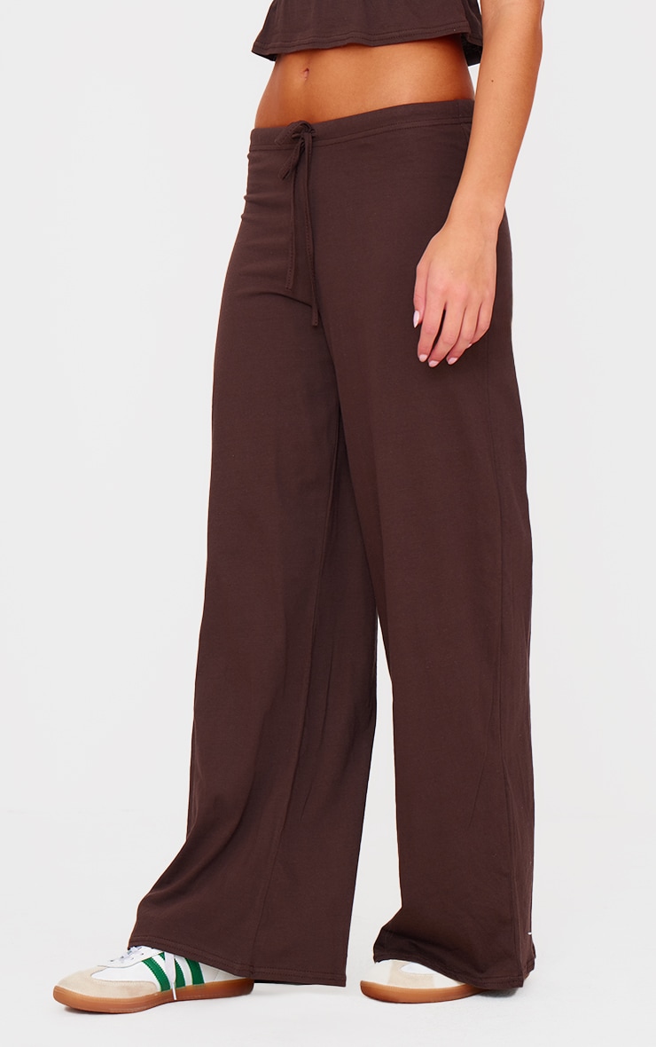 Pantalon droit en coton chocolat image 2