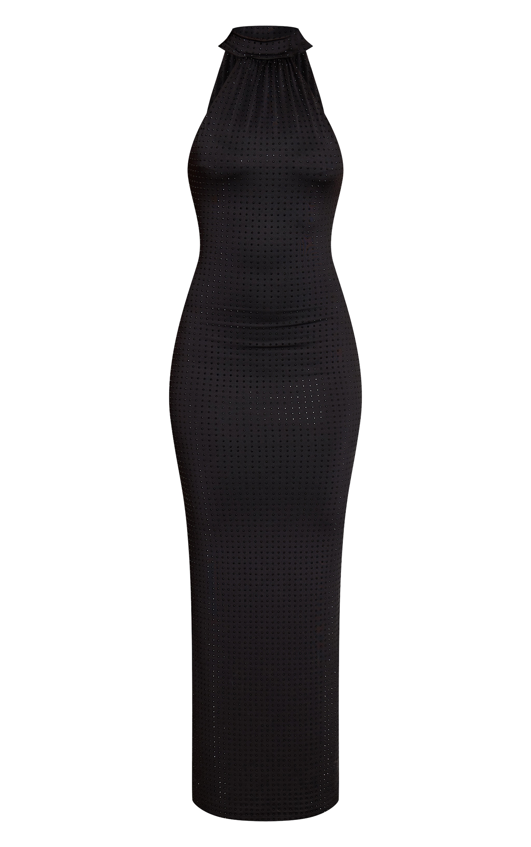 Black Hotfix Halterneck Backless Maxi Dress image 5