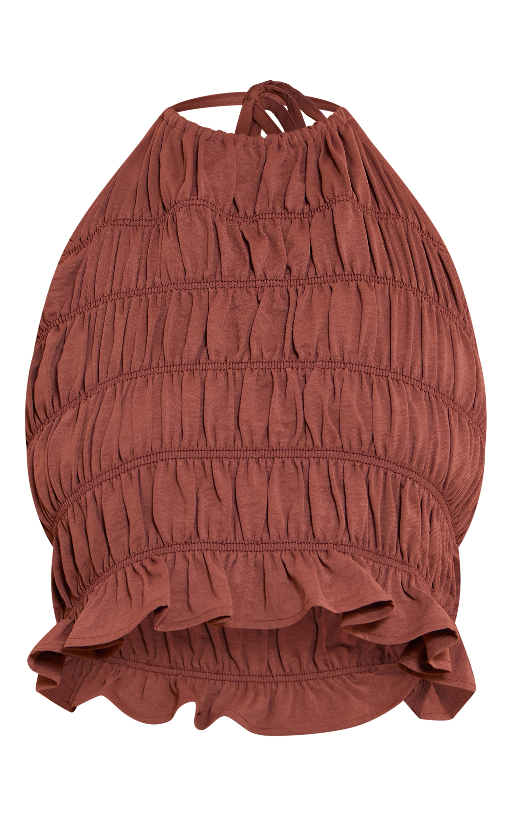 Shape Chocolate Hammered Satin Ruched Halterneck Top image 5