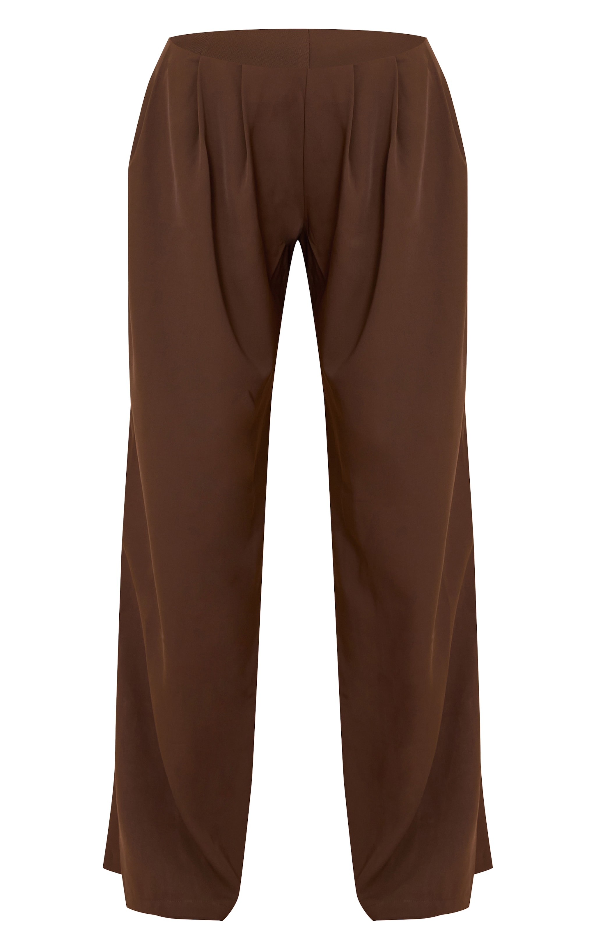 Pantalon large tissé marron foncé plissé à taille basse image 5