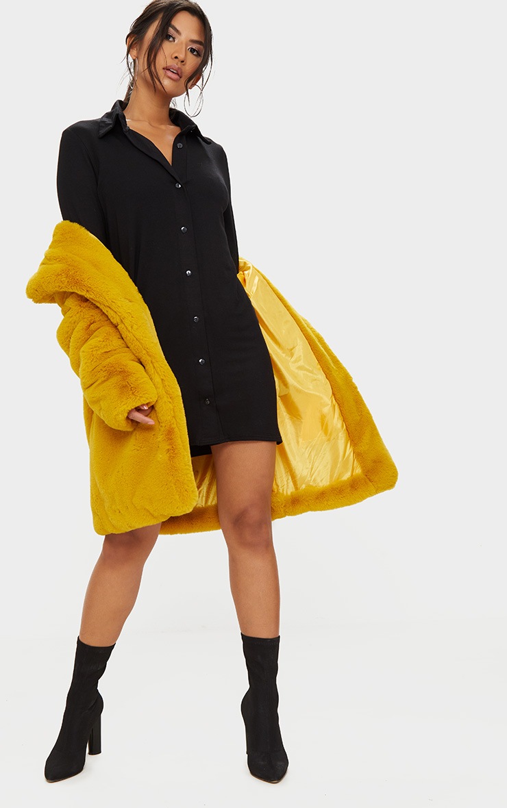 Black Jersey Shirt Dress Dresses PrettyLittleThing