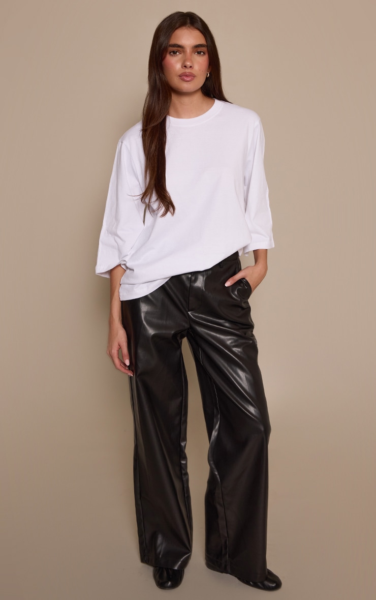 White Cotton Oversized Extreme Sleeve Detail T-Shirt  image 3