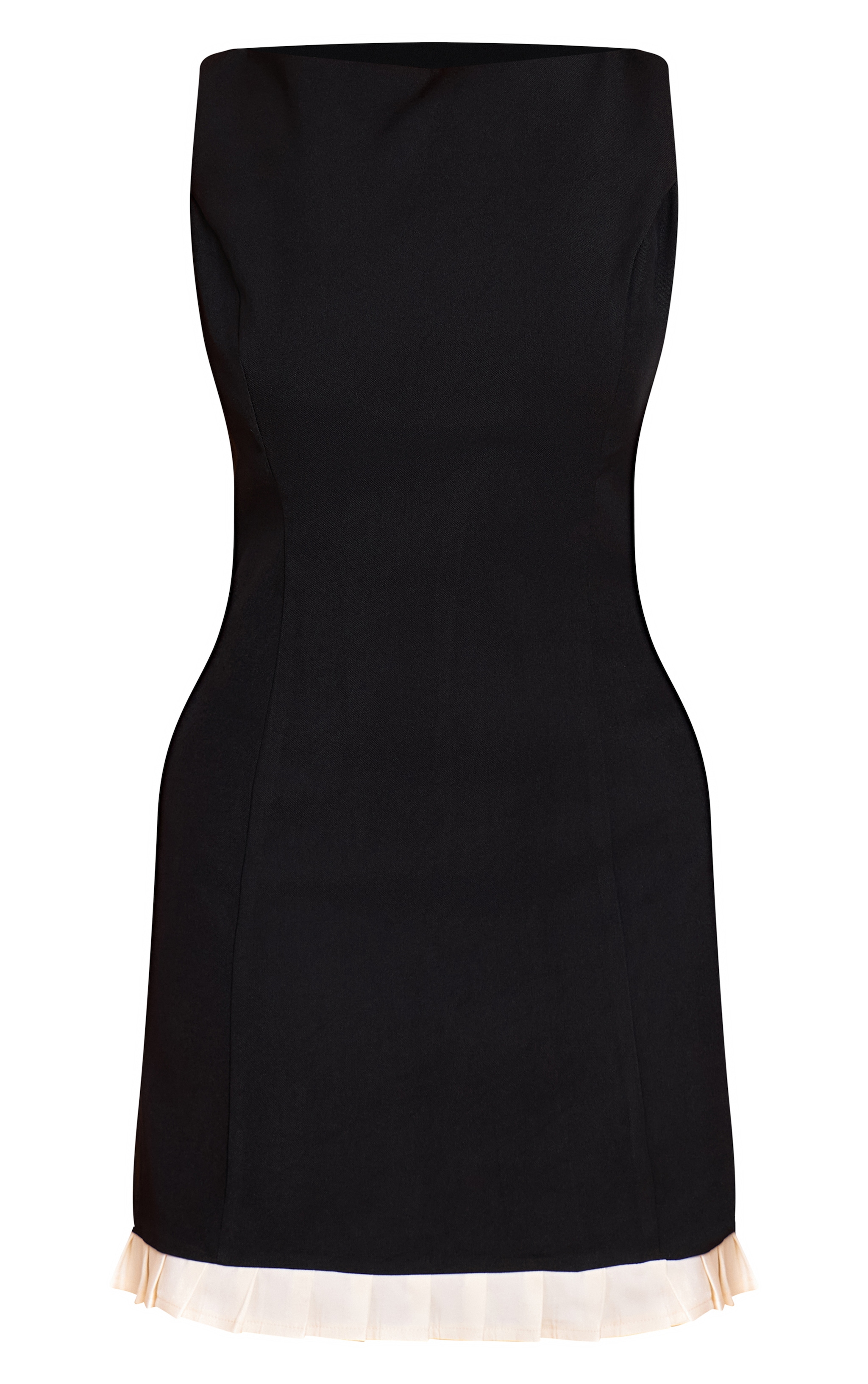 Shape Black High Neck A Line Contrast Pleated Hem Mini Dress image 5