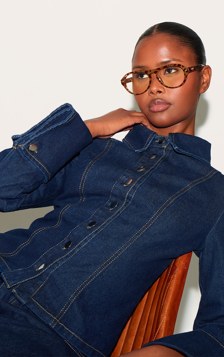 Tortoiseshell Round Aviator Blue Light Readers image 1