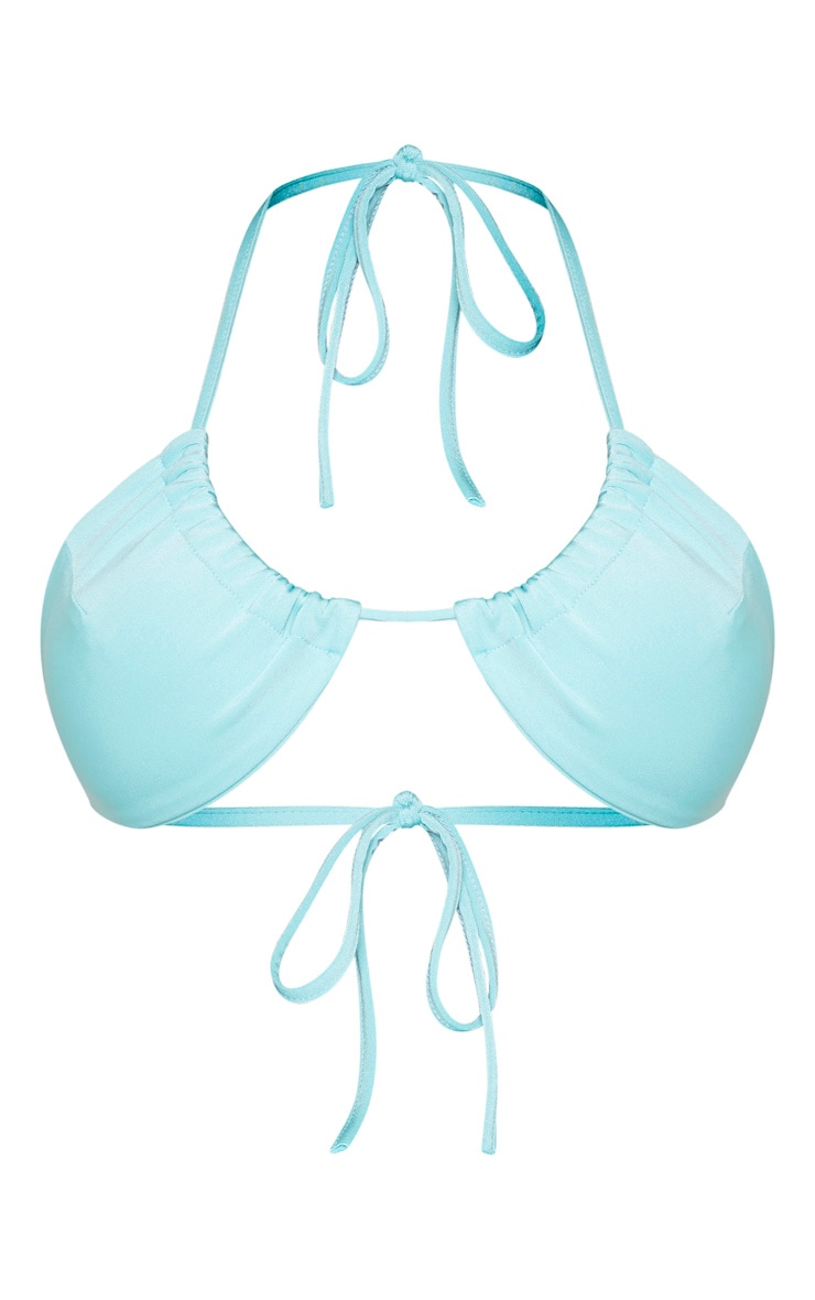 Shape Aqua Skinny Strap Triangle Bikini Top PrettyLittleThing