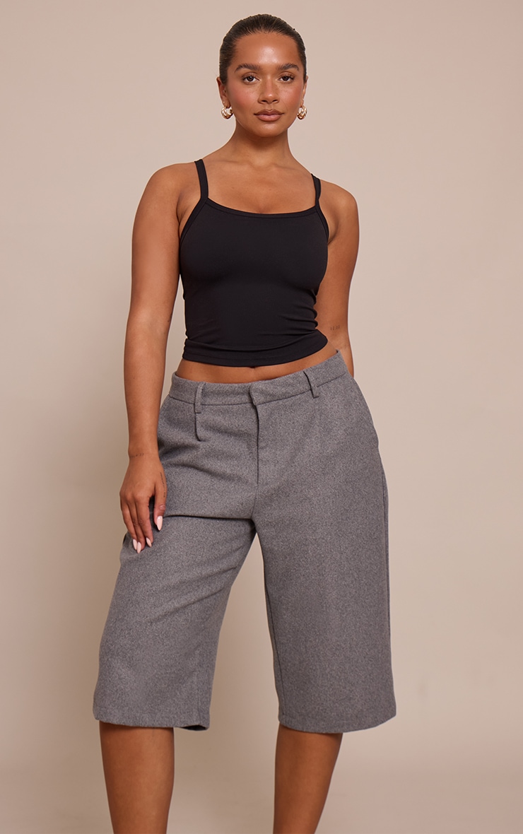 Shape Charcoal Wool-Look Long Line Shorts image 1