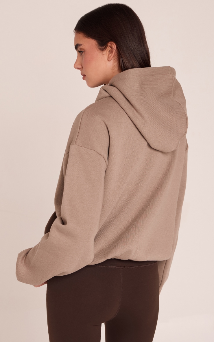 Mocha Funnel Neck Zip Up Hoodie image 2