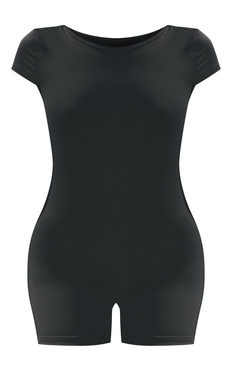 Black Cap Sleeve Sculpt Gym Unitard image 5