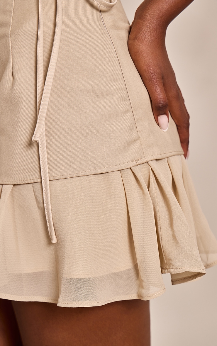 Beige Woven Chiffon Mini Skirt image 5
