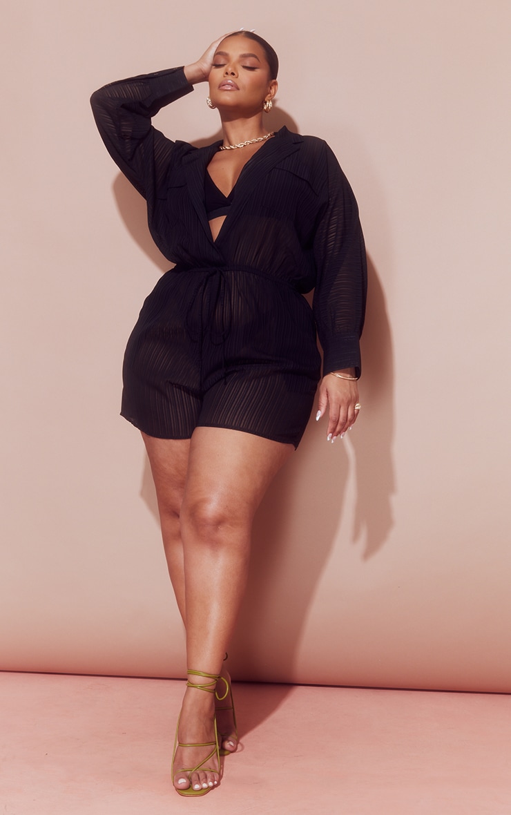 Plus Black Sheer Playsuit image 1