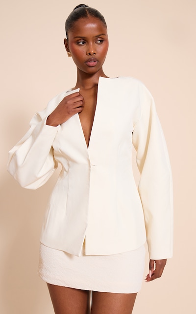 Cream Cocoon Sleeve Cinch Waist Blazer