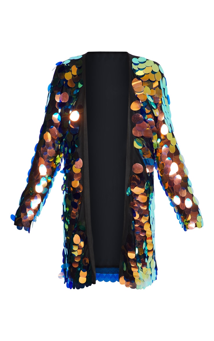 Iridescent Sequin Kimono Coats & Jackets PrettyLittleThing