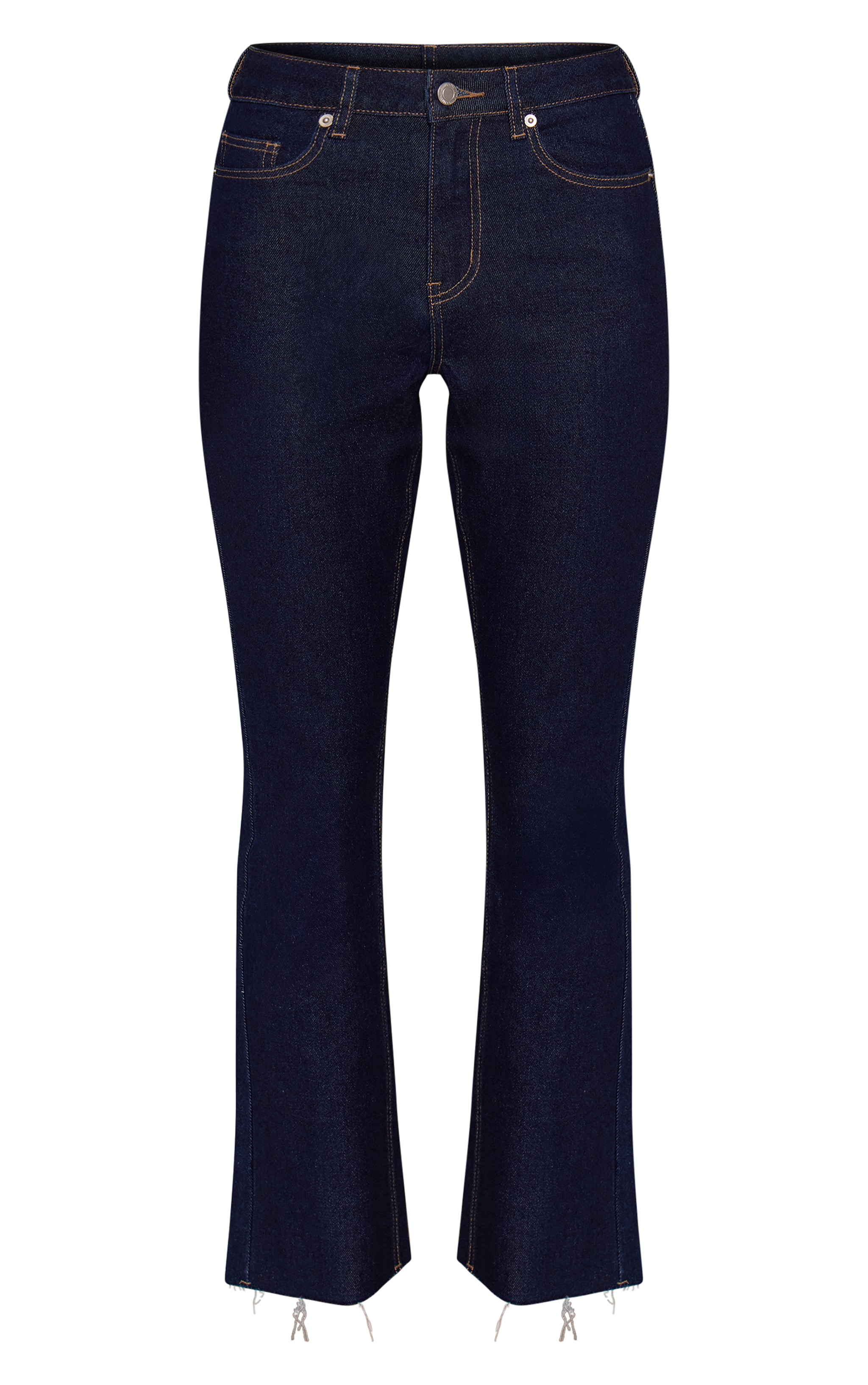 Indigo Cropped Raw Hem Straight Leg Jeans image 5