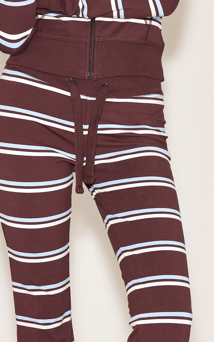 Dark Brown Stripe Low Rise Skinny Flare Pants image 4