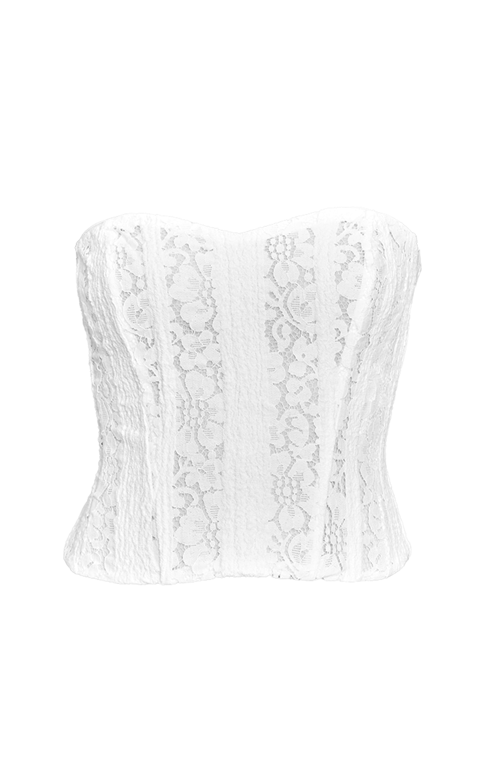 Top corset bustier en dentelle blanche à lisérés structurants image 5