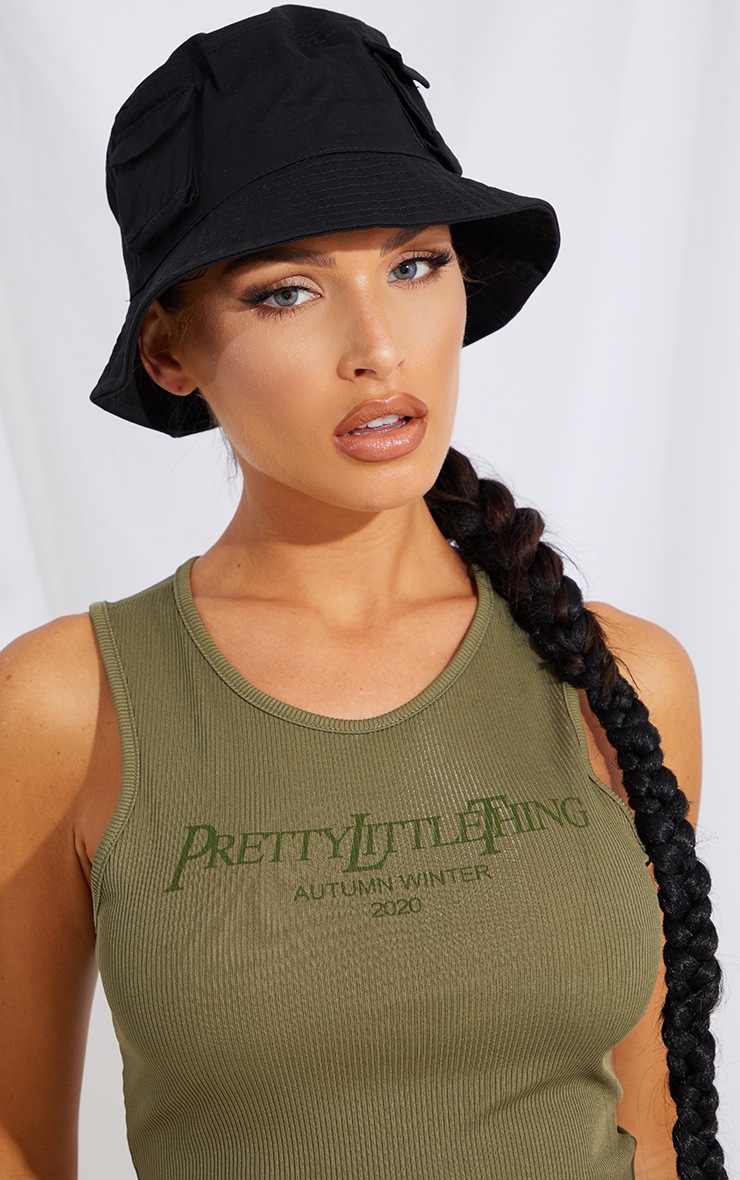 Black Multi Pockets Bucket Hat