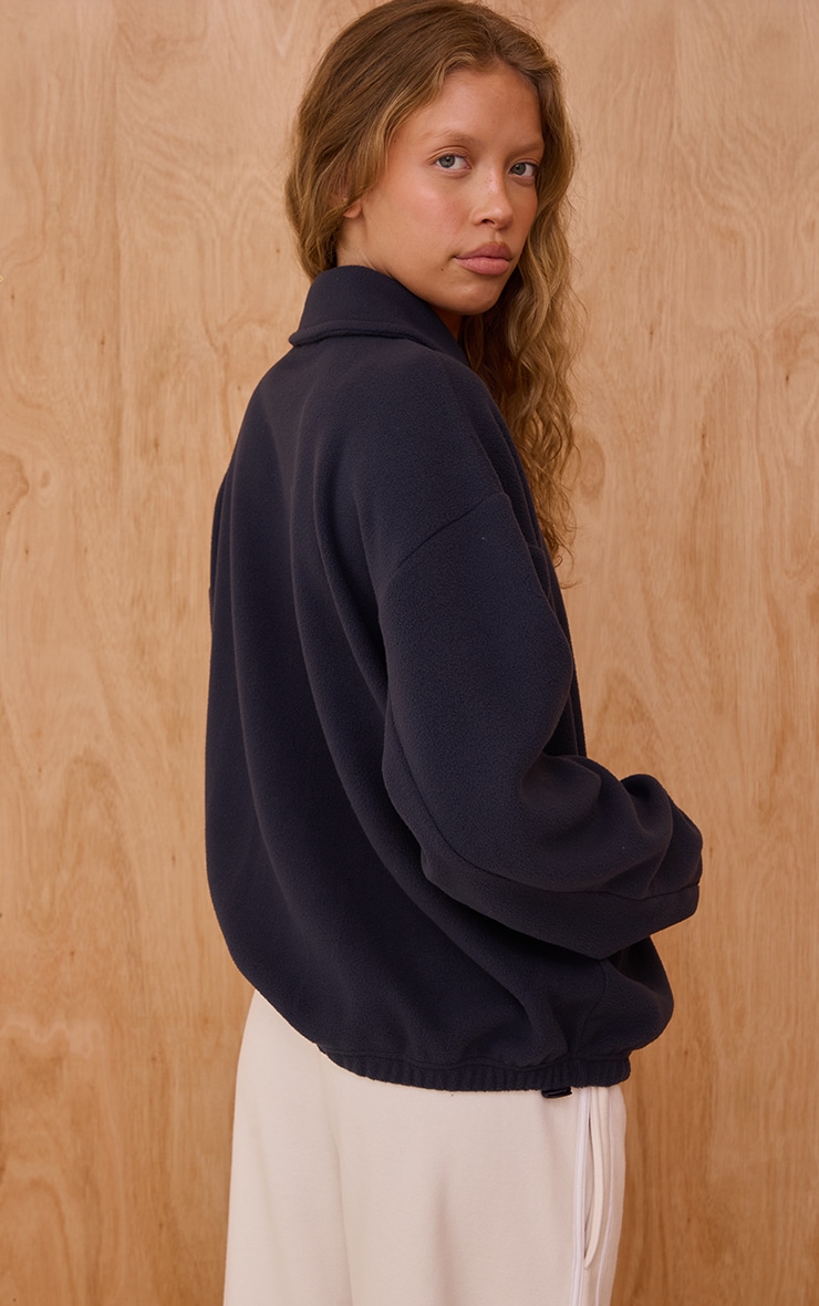 Navy Binding Zip Up Fleece  image 2