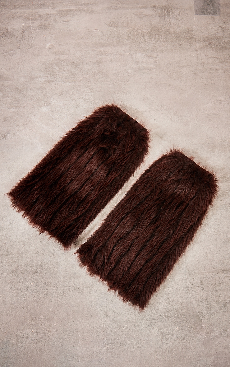 Chocolate Brown Faux Fur Boot Covers image 3