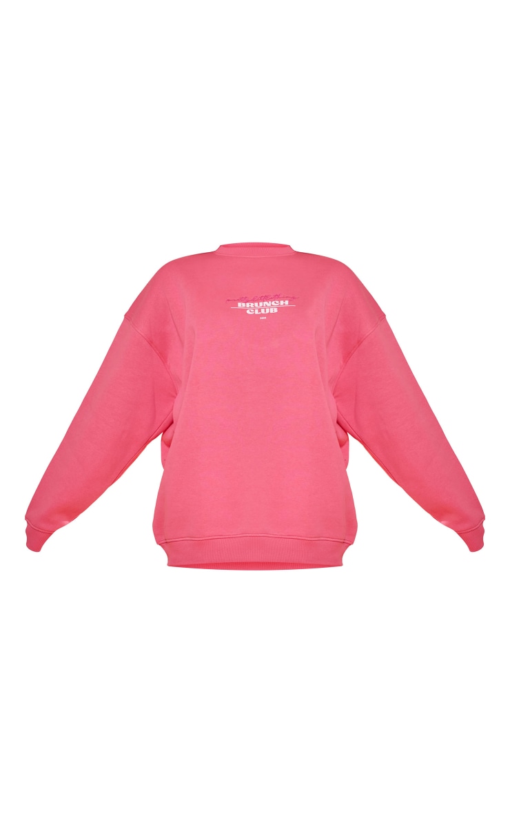 Pink Brunch Club Print Oversized Sweatshirt image 5
