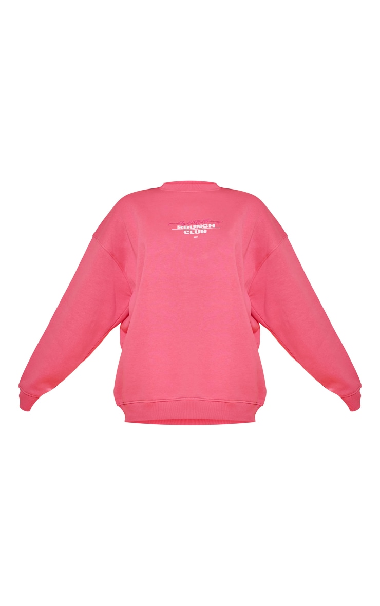 Pink Brunch Club Print Oversized Sweatshirt image 5